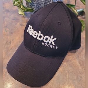 REEBOK Fitted Hockey Ballcap, Black with White Embroidered Detail